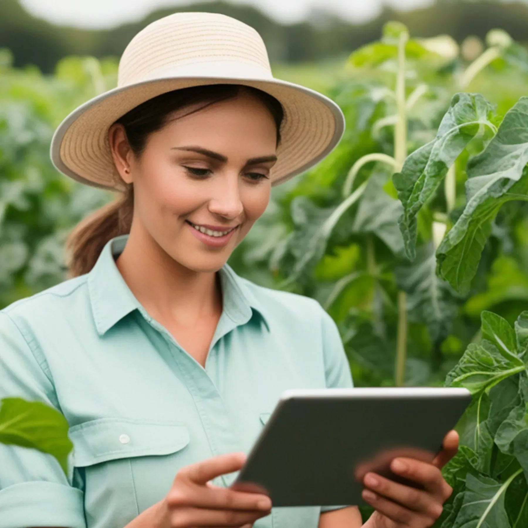 Field worker filling out a digital form on a tablet in a remote location