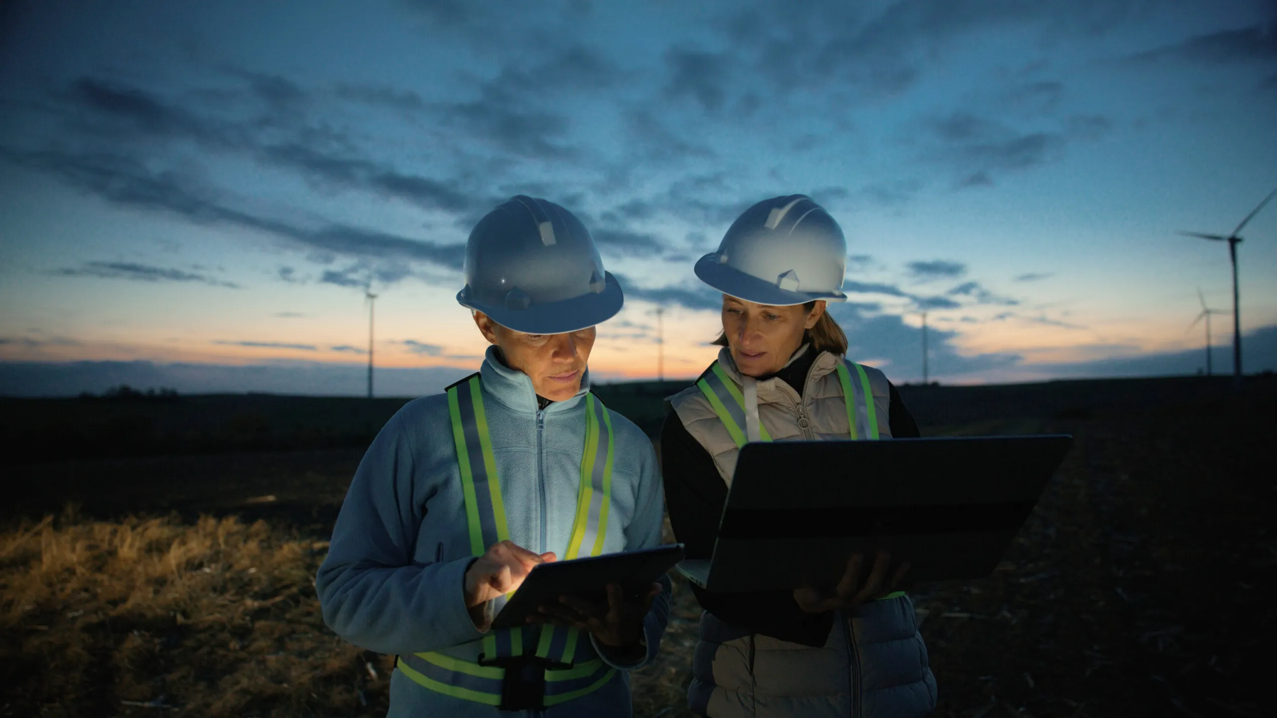 Field technicians working at a remote job site